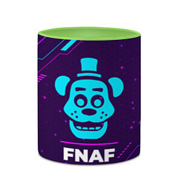 Кружка 3D Символ FNAF в неоновых цветах на темном фоне, цвет: 3D-белый + светло-зеленый — фото 2