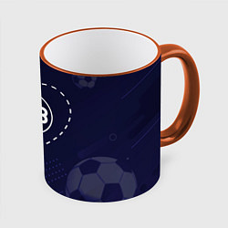 Кружка 3D Лого Borussia в сердечке на фоне мячей, цвет: 3D-оранжевый кант
