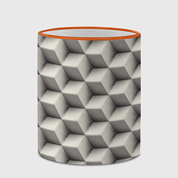Кружка 3D 3D Куб Оптическая иллюзия 3D Cube, цвет: 3D-оранжевый кант — фото 2