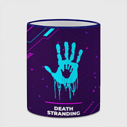 Кружка 3D Символ Death Stranding в неоновых цветах на темном, цвет: 3D-синий кант — фото 2
