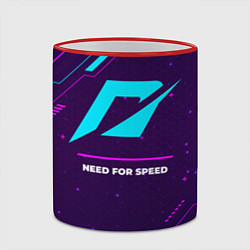 Кружка 3D Символ Need for Speed в неоновых цветах на темном, цвет: 3D-красный кант — фото 2