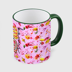 Кружка цветная Слово МАМА в цветочках