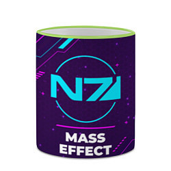 Кружка 3D Символ Mass Effect в неоновых цветах на темном фон, цвет: 3D-светло-зеленый кант — фото 2