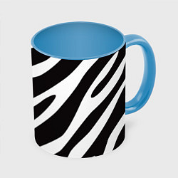 Кружка 3D Анималистичный рисунок зебра, цвет: 3D-белый + небесно-голубой