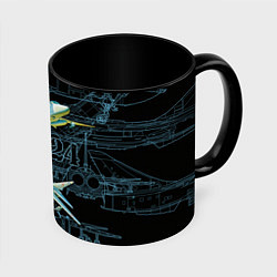 Кружка 3D Фронтовой бомбардировщик Су-24, цвет: 3D-белый + черный