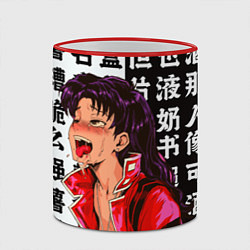 Кружка 3D Мисато Кацураги AHEGAO EVA, цвет: 3D-красный кант — фото 2