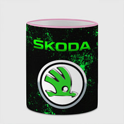 Кружка 3D SKODA - ЗЕЛЕНЫЕ БРЫЗГИ, цвет: 3D-розовый кант — фото 2