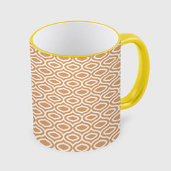 Кружка 3D Классические узоры кофейного цвета, цвет: 3D-желтый кант