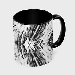 Кружка 3D Черно-белый абстрактный узор Трио, цвет: 3D-белый + черный