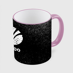 Кружка 3D Daewoo с потертостями на темном фоне, цвет: 3D-розовый кант