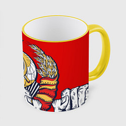 Кружка 3D СССР серп и молот герб, цвет: 3D-желтый кант