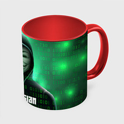 Кружка 3D Russian hacker green, цвет: 3D-белый + красный