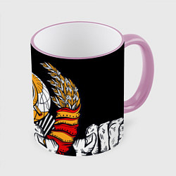 Кружка 3D Герб СССР на черном фоне, цвет: 3D-розовый кант