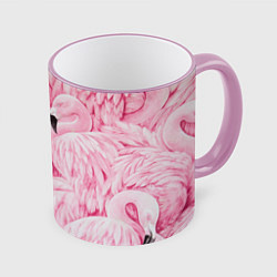 Кружка 3D Pink Flamingos, цвет: 3D-розовый кант