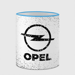 Кружка 3D Opel с потертостями на светлом фоне, цвет: 3D-небесно-голубой кант — фото 2