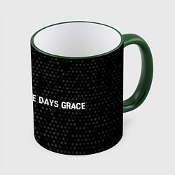 Кружка 3D Three Days Grace glitch на темном фоне: надпись и, цвет: 3D-зеленый кант