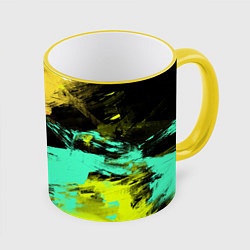 Кружка 3D Яркий красочный гранж, цвет: 3D-желтый кант
