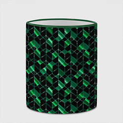 Кружка 3D Геометрический узор, зеленые фигуры на черном, цвет: 3D-зеленый кант — фото 2