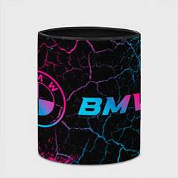 Кружка 3D BMW - neon gradient: надпись и символ, цвет: 3D-белый + черный — фото 2