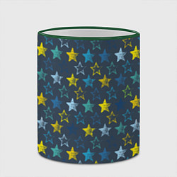 Кружка 3D Парад звезд на синем фоне, цвет: 3D-зеленый кант — фото 2