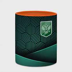 Кружка 3D Зеленый герб России, цвет: 3D-белый + оранжевый — фото 2