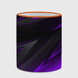 Кружка 3D Черно-фиолетовая геометрическая абстракция, цвет: 3D-оранжевый кант — фото 2