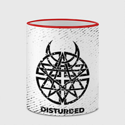 Кружка 3D Disturbed с потертостями на светлом фоне, цвет: 3D-красный кант — фото 2