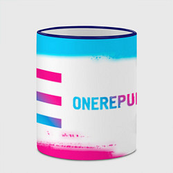 Кружка 3D OneRepublic neon gradient style: надпись и символ, цвет: 3D-синий кант — фото 2