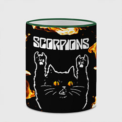 Кружка 3D Scorpions рок кот и огонь, цвет: 3D-зеленый кант — фото 2
