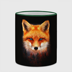 Кружка 3D Лиса над лесом, цвет: 3D-зеленый кант — фото 2