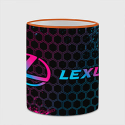 Кружка 3D Lexus - neon gradient: надпись и символ, цвет: 3D-оранжевый кант — фото 2