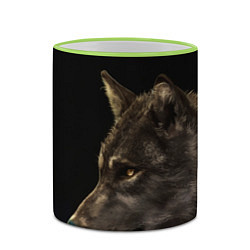 Кружка 3D Взрослый мудрый волк, цвет: 3D-светло-зеленый кант — фото 2