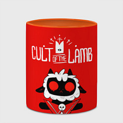 Кружка 3D Cult of the Lamb ягненок, цвет: 3D-белый + оранжевый — фото 2