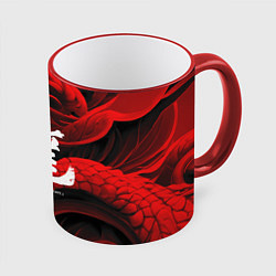 Кружка 3D Дракон - китайский иероглиф, цвет: 3D-красный кант