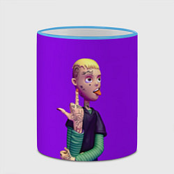 Кружка 3D Lil Peep На Фиолетовом Фоне, цвет: 3D-небесно-голубой кант — фото 2