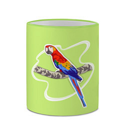 Кружка 3D Яркий попугай Ара, цвет: 3D-светло-зеленый кант — фото 2