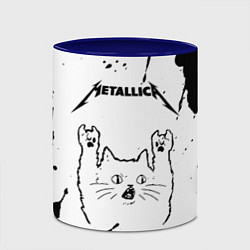 Кружка 3D Metallica рок кот на светлом фоне, цвет: 3D-белый + синий — фото 2