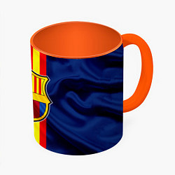 Кружка 3D Фк Барселона Лого, цвет: 3D-белый + оранжевый