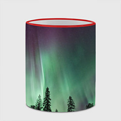 Кружка 3D Сияние над лесом, цвет: 3D-красный кант — фото 2