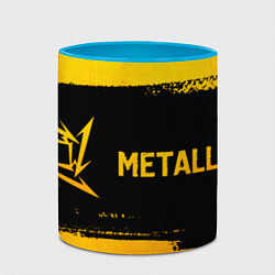 Кружка 3D Metallica - gold gradient: надпись и символ, цвет: 3D-белый + небесно-голубой — фото 2