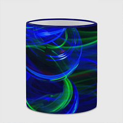 Кружка 3D Неоновые лучи и шар во тьме, цвет: 3D-синий кант — фото 2
