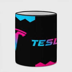 Кружка 3D Tesla - neon gradient: надпись и символ, цвет: 3D-черный кант — фото 2