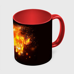 Кружка 3D Огненная лошадь мчит галопом, цвет: 3D-белый + красный