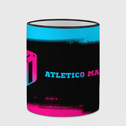 Кружка 3D Atletico Madrid - neon gradient: надпись и символ, цвет: 3D-черный кант — фото 2