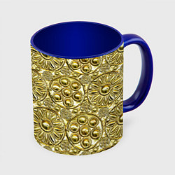 Кружка 3D Золотая чеканка - текстура, цвет: 3D-белый + синий