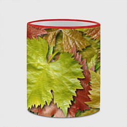 Кружка 3D Осенние листья клёна - паттерн, цвет: 3D-красный кант — фото 2