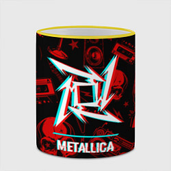Кружка 3D Metallica rock glitch, цвет: 3D-желтый кант — фото 2