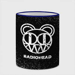 Кружка 3D Radiohead с потертостями на темном фоне, цвет: 3D-синий кант — фото 2