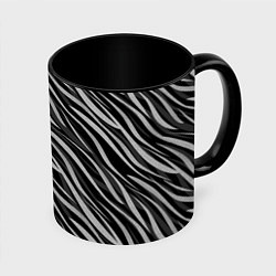 Кружка 3D Полосатый черно-серый узор Зебра, цвет: 3D-белый + черный