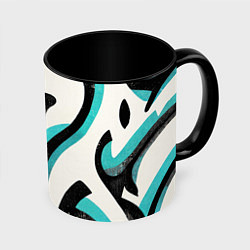 Кружка 3D Узоры в стиле граффити, цвет: 3D-белый + черный